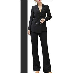 SUSIELADY Women's Blazer Suits Two Piece Solid Work Pant Suit for Women Business